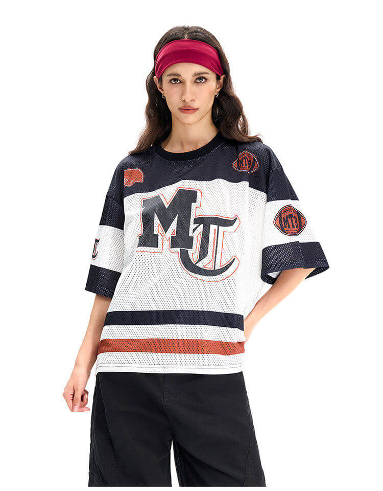 F3F Select Football Print Color Block Mesh Short Sleeve Jersey