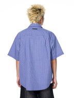 AFGK Plaid Leather Patch Short Sleeve Shirt