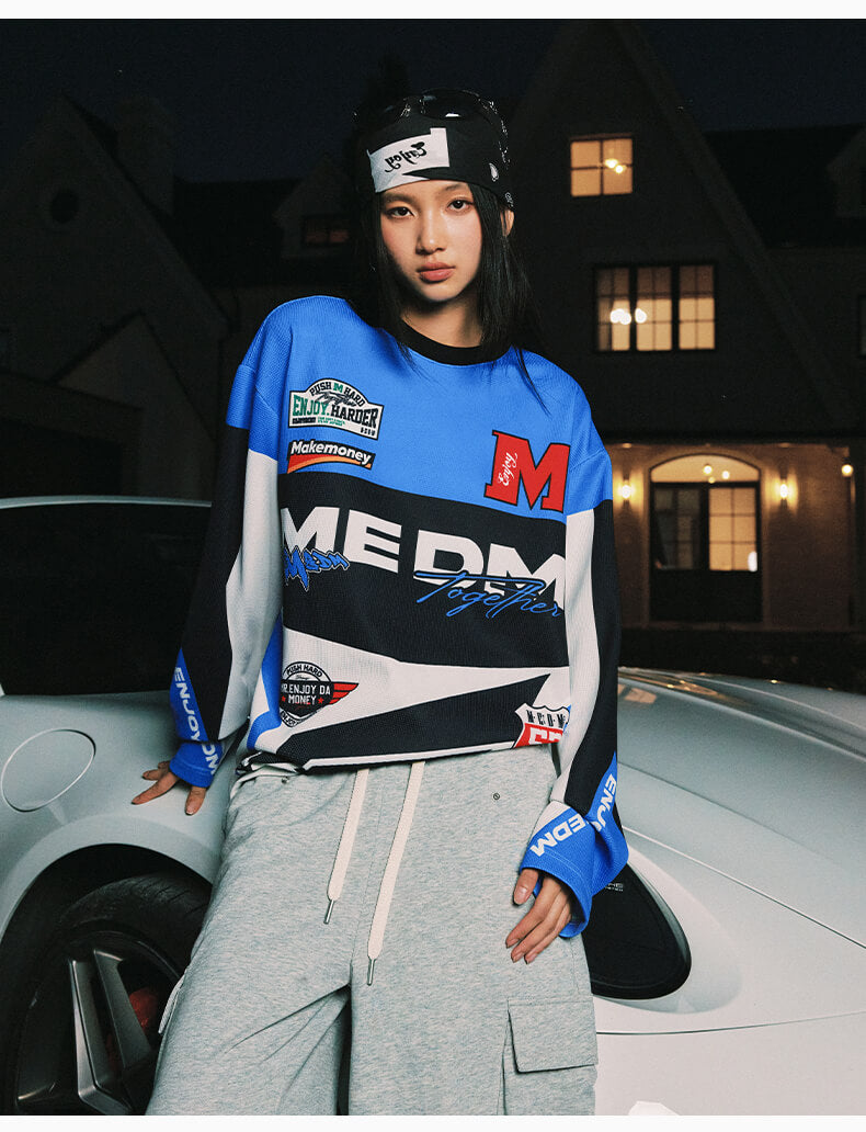 MEDM Biker Color Block Waffle Long Sleeve Jersey