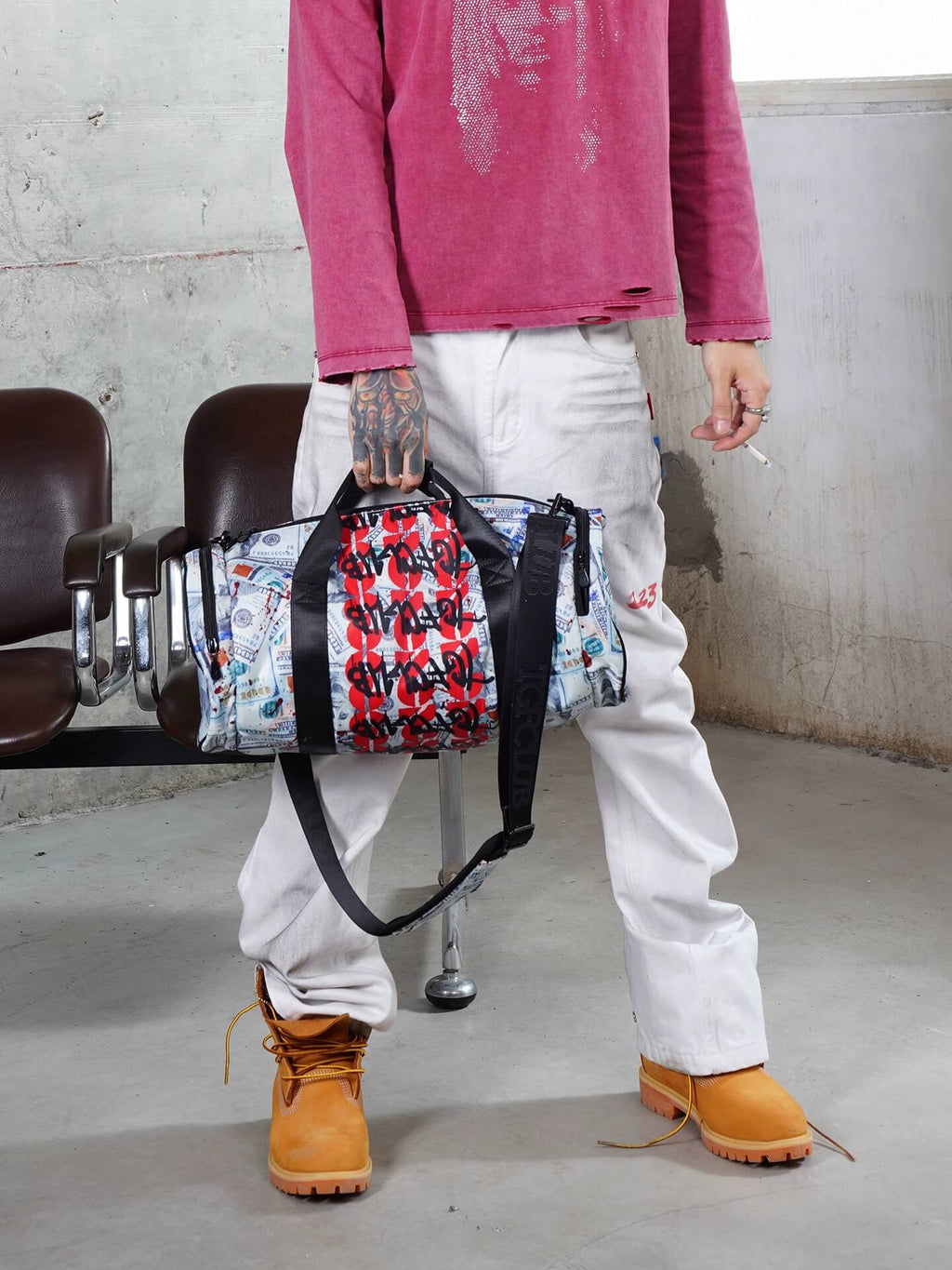 TGFCLUB Graffiti Dollar Bill All Over Printed Duffle Bag