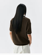 MEDM Rose Embroidered Waffle Knit Polo