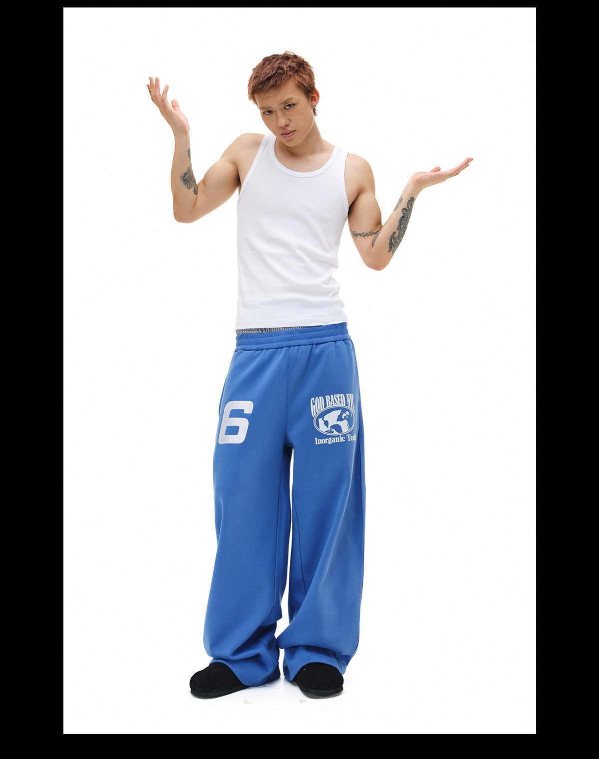 NOVACAM Flocking Print Baggy Sweatpants