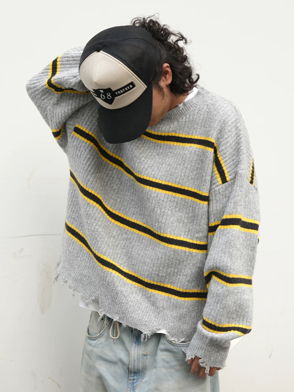 Remedy Striped Distressed Knit Sweater