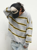 Remedy Striped Distressed Knit Sweater