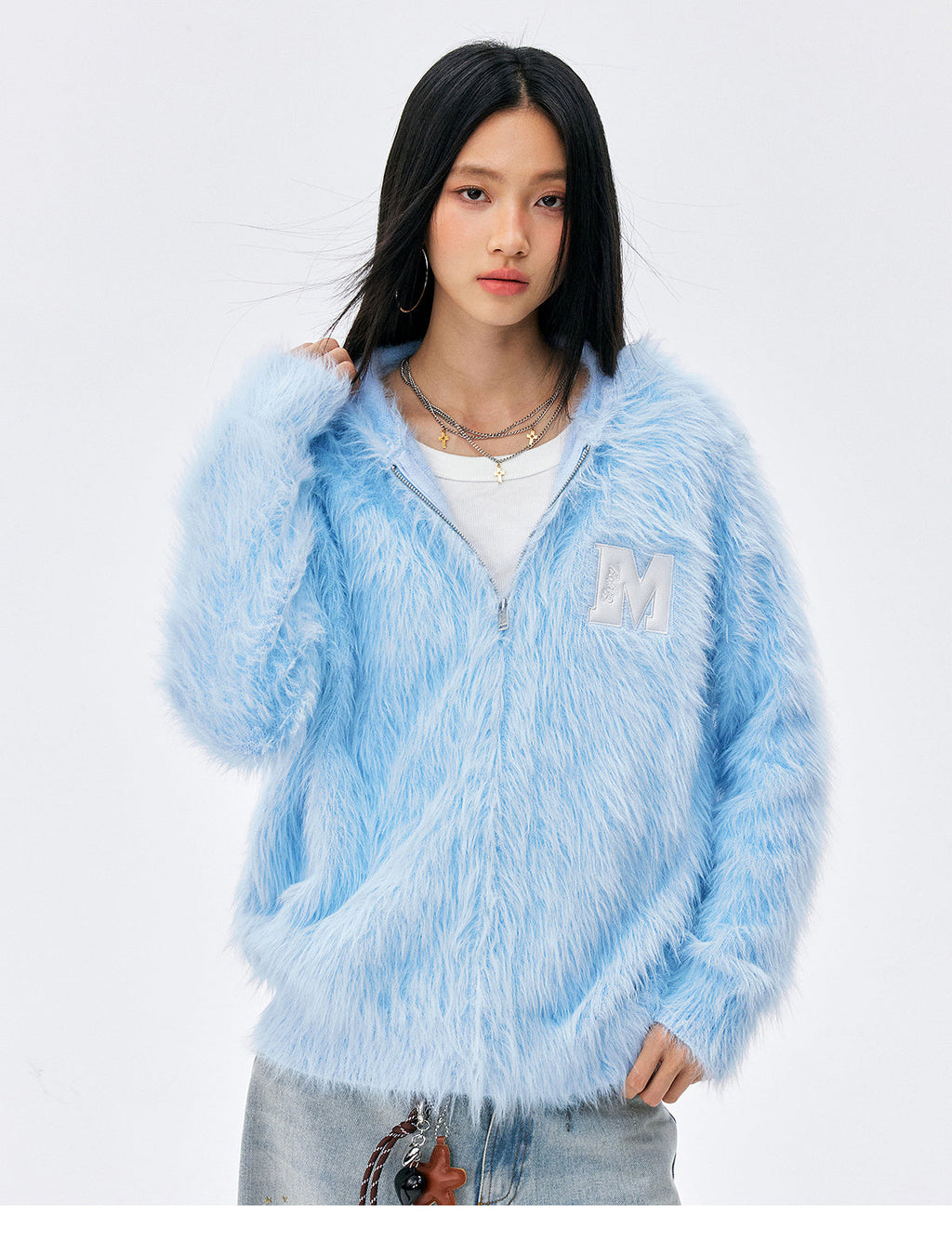 MEDM Mohair Hooded Zip Up Jacket