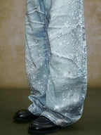 YADcrew 3D Digital Print Rhinestone Machete Jeans