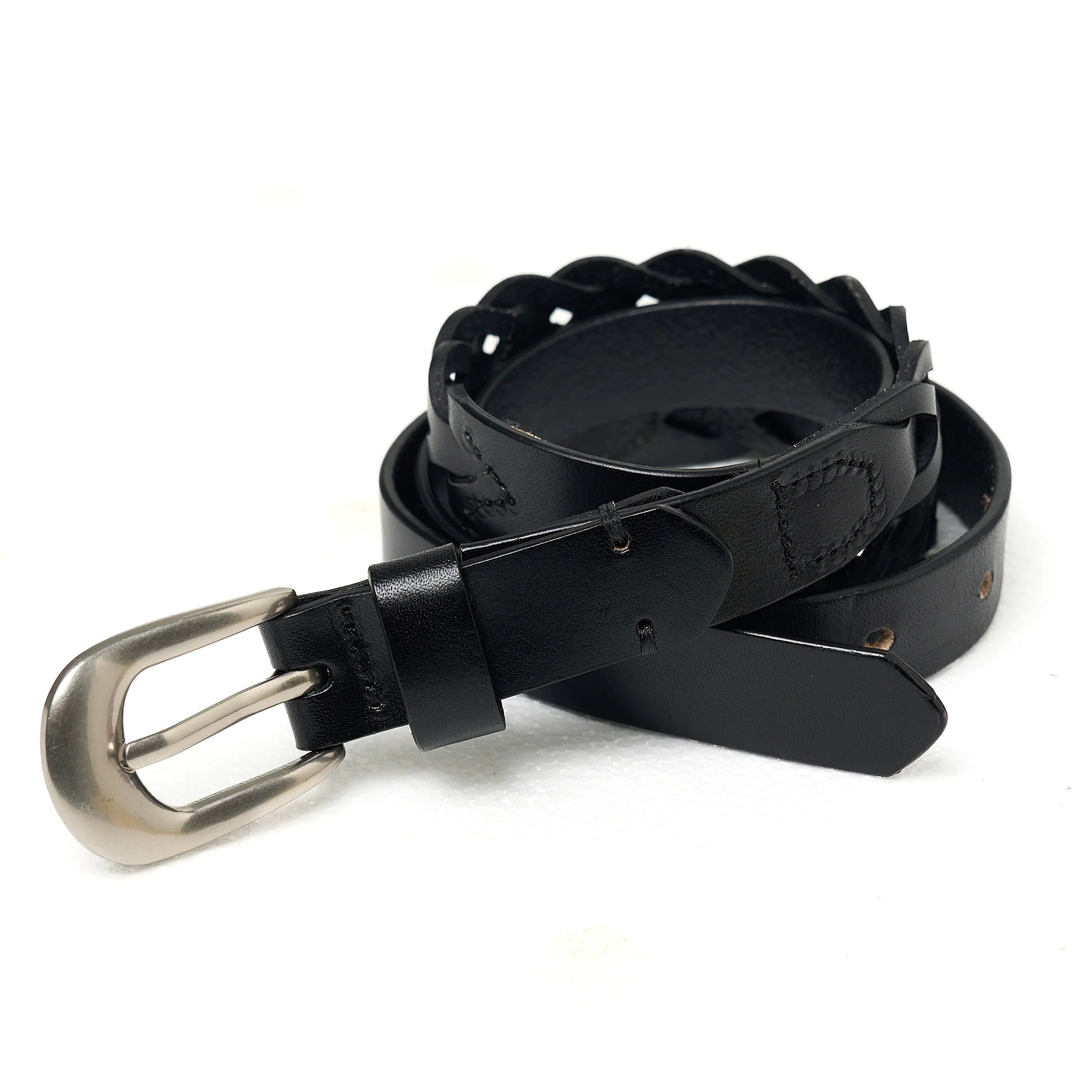 STEEPC Leather Braided Metal Buckle Belt