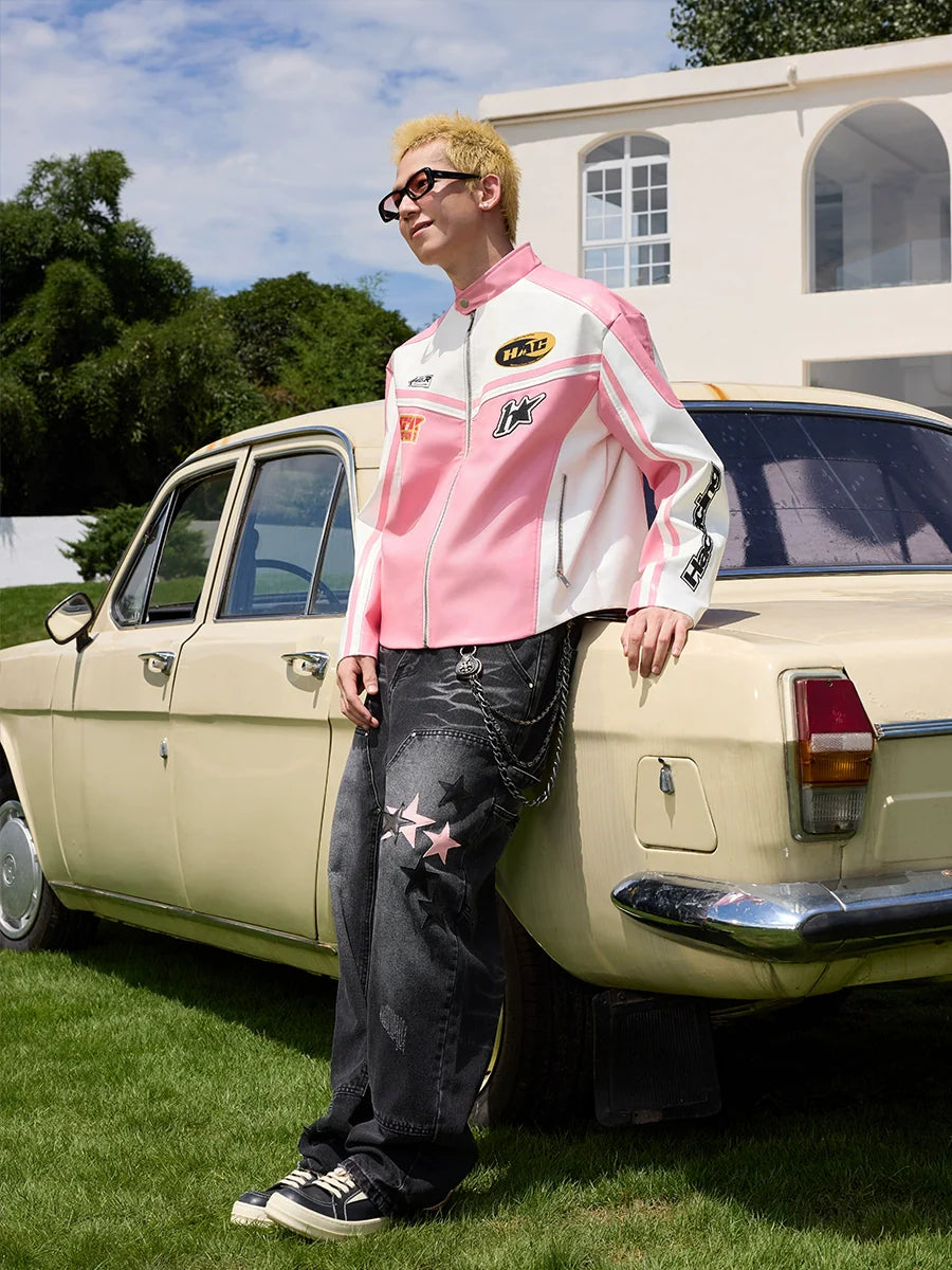 Harsh and Cruel Barbie Pink Embroidered Racing Jacket
