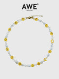 AWE Smiley Face Beaded Pearl Necklace