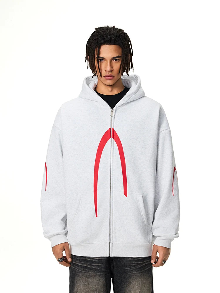 Achock Heavyweight Logo Printed Zip Up Hoodie