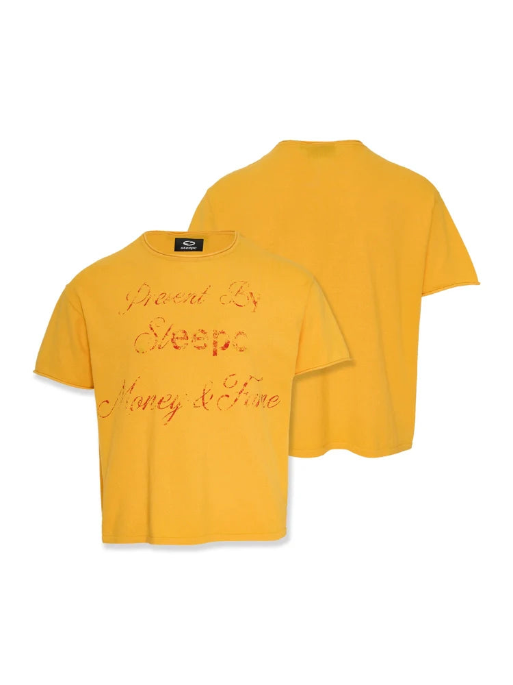 STEEPC Contrast Old Print Boxy Knit Tee