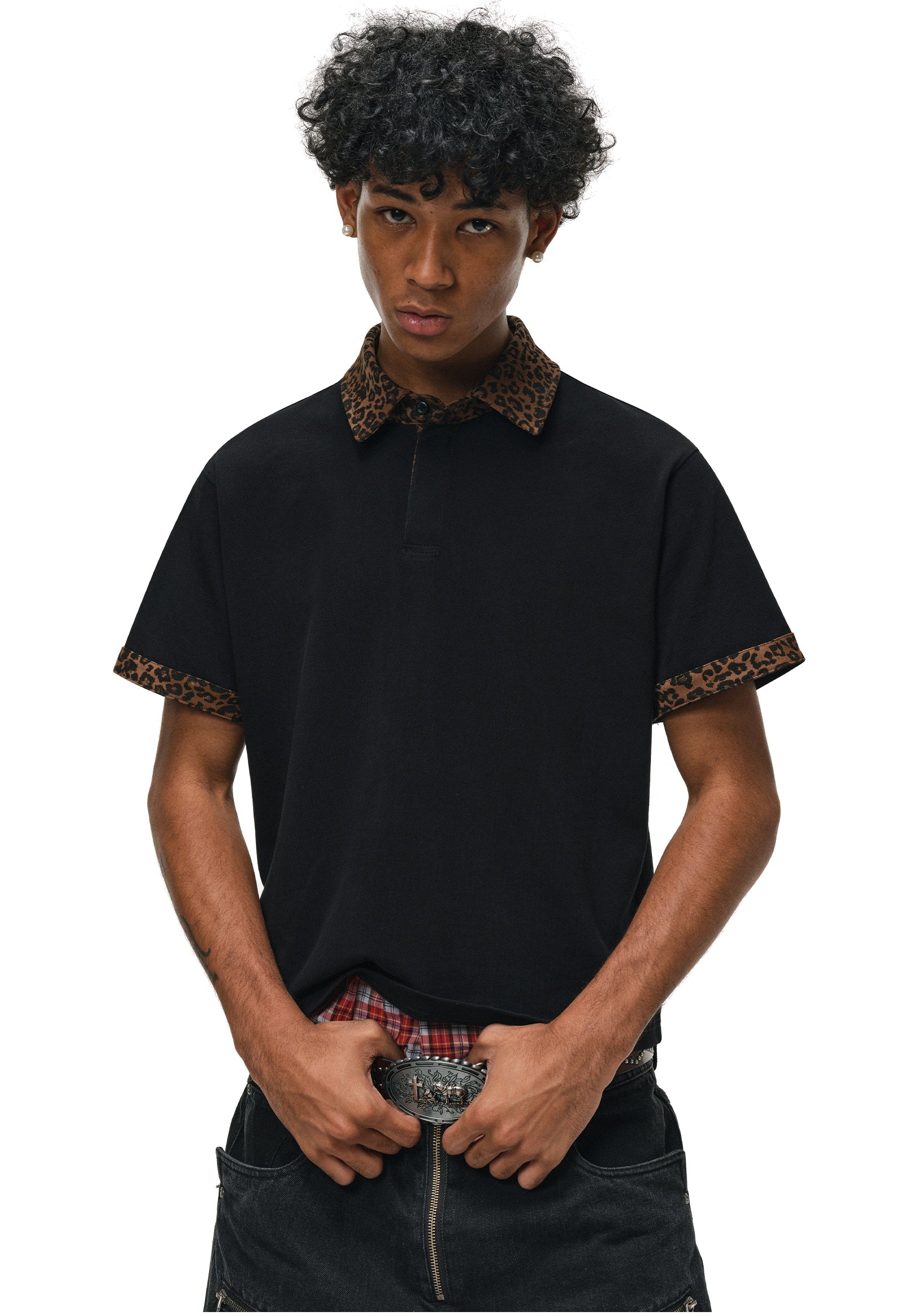 ANTIDOTE Leopard Patchwork Polo