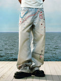 YADcrew Cute Heart Photorealistic Print Jeans