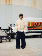 SOD Co. Beige Pilling Custom Pleated MA-1 Bomber Jacket
