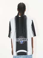 BLIND NO PLAN Striped Sports Uniform Digital Print Polo