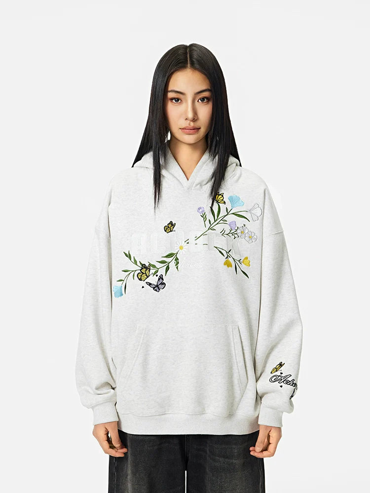 Achock Flowers & Butterflies Embroidered Hoodie
