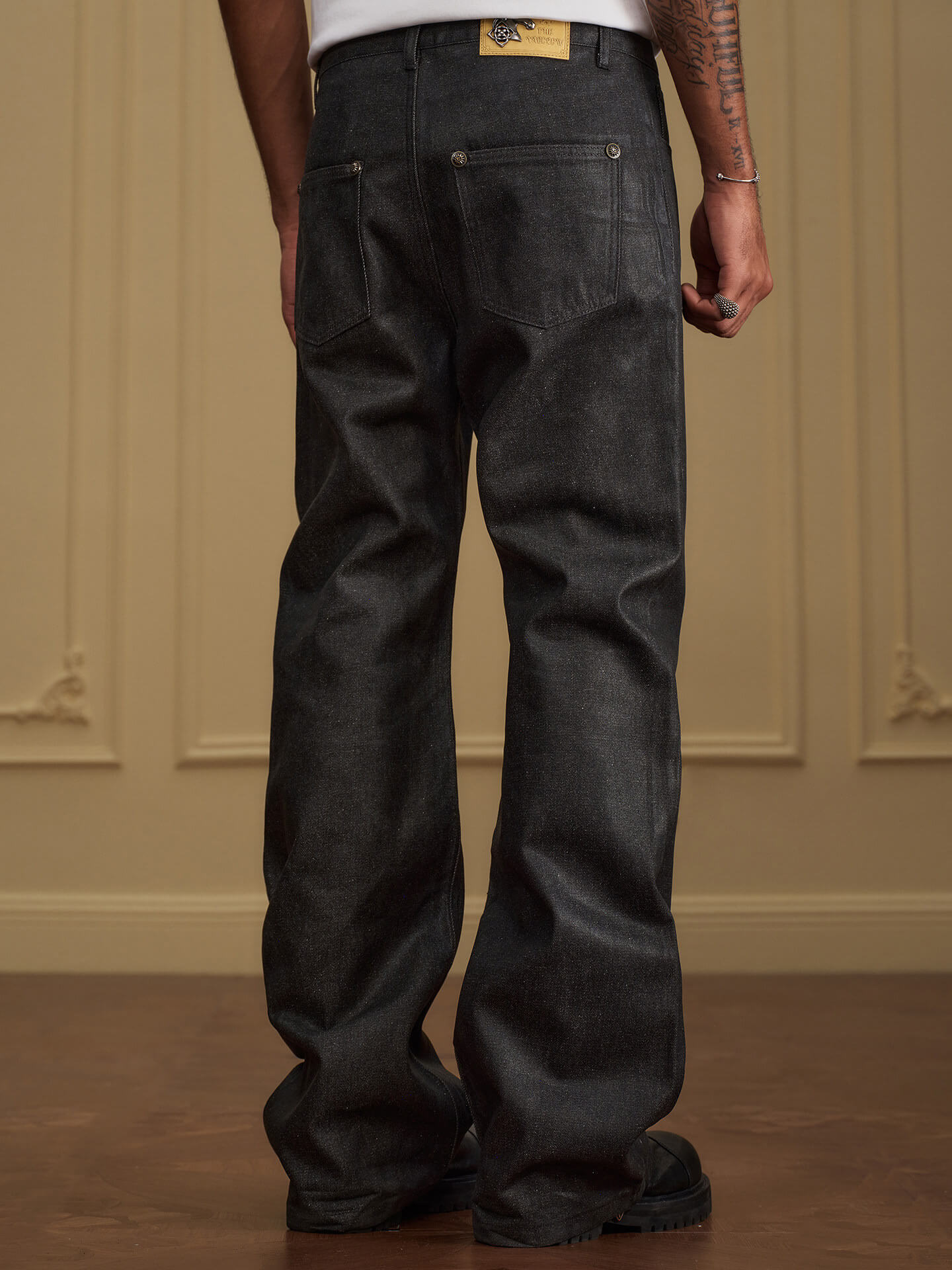 YADcrew Five Button Waxed Denim Jeans