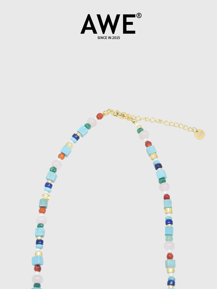 AWE Blue Waves Turquoise Beaded Necklace