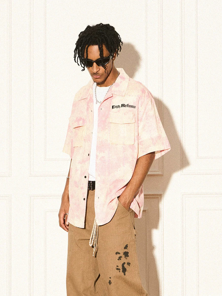EMPTY REFERENCE 3D Pockets Plaid Short Sleeved Shirt
