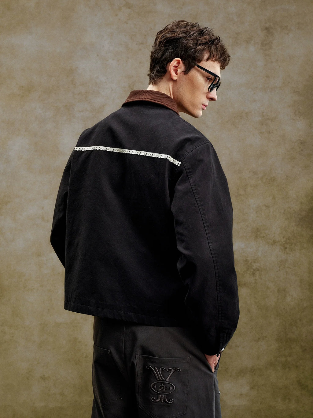 YADcrew Lace Line Embroidered Work Jacket