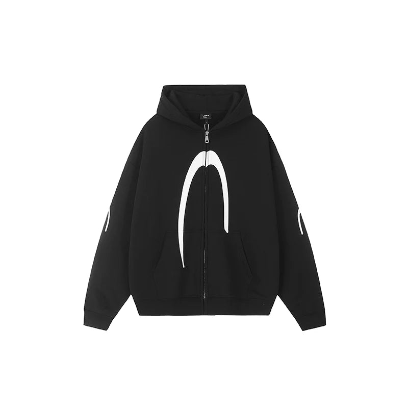 Achock Heavyweight Logo Printed Zip Up Hoodie