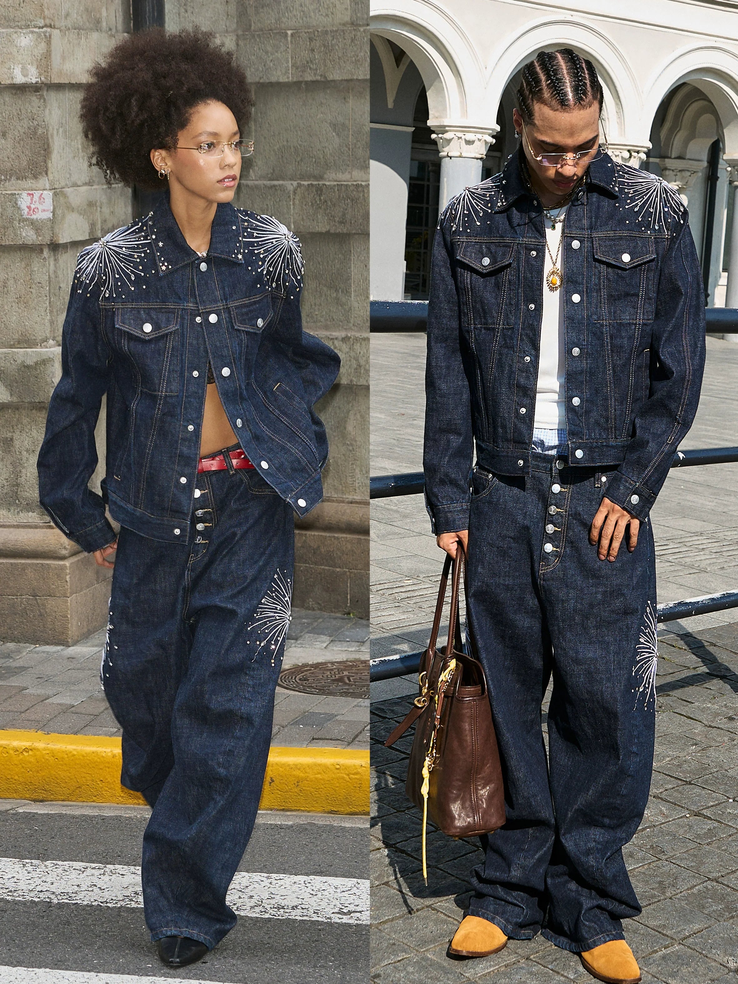 STEEPC Fireworks Rhinestone Denim Jacket