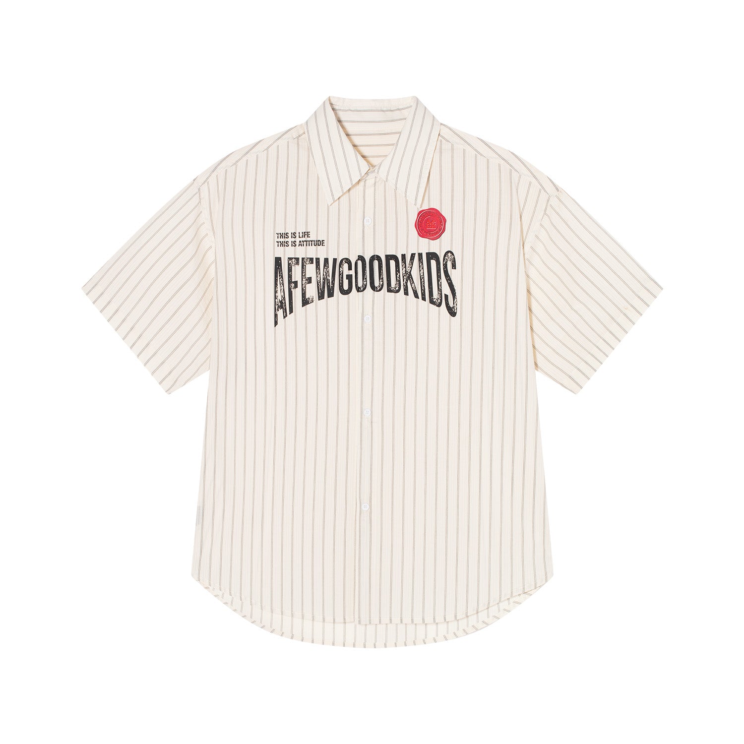 AFGK Striped Logo Print Short Sleeve Shirt