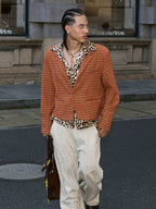 STEEPC Houndstooth Wool Blend Short Suit Jacket