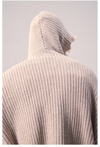 Remedy Distressed Hooded Zipper Knit Cardigan