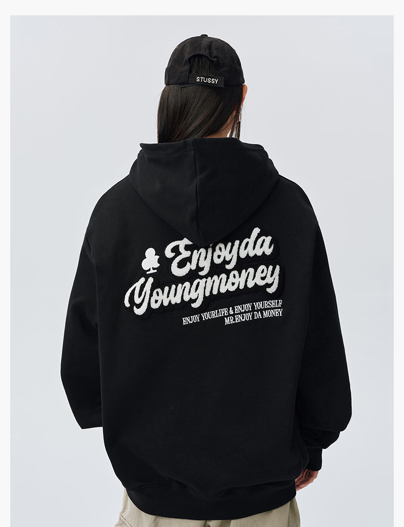 MEDM Towel Applique Embroidery Zip-Up Hoodie