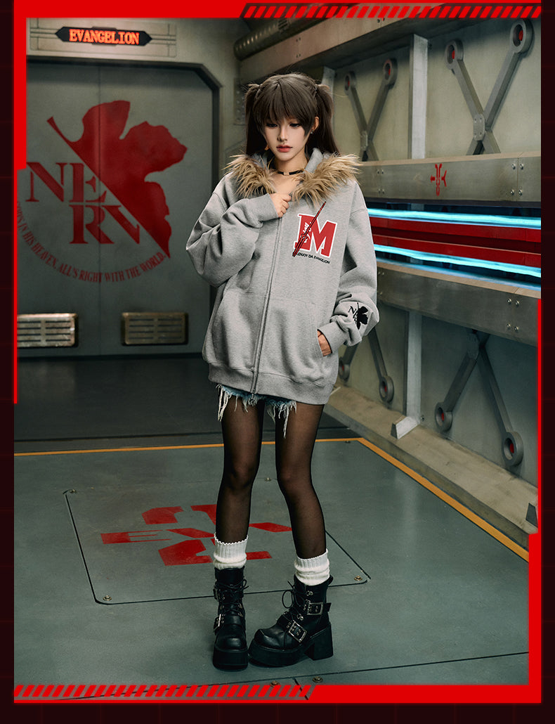 MEDM x EVA Lilith Removable Fur Zip-Up Hoodie