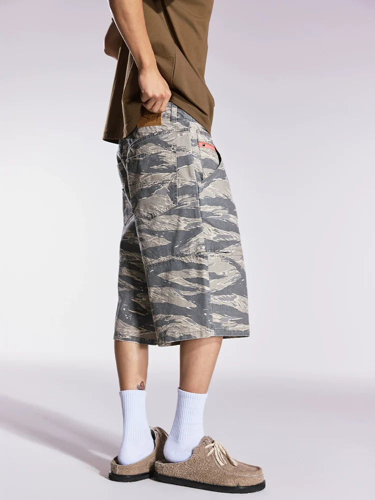 Remedy Leopard and Camouflage Work Painter Baggy Shorts