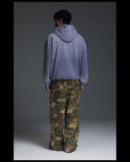 NOVACAM Washed Distressed Vintage Print Hoodie