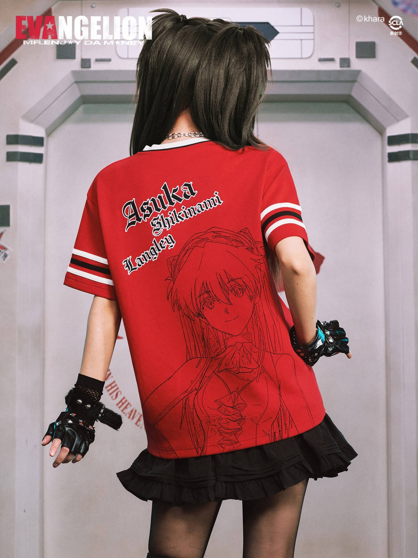 MEDM x EVA NEVER END Character Sketch Print Name Embroidered V Neck Tee