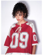 F3F Select Color Block Lace Up Mesh Short Sleeve Hockey Jersey
