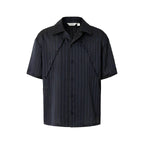 YADcrew Shiny Satin Striped Short Sleeve Shirt