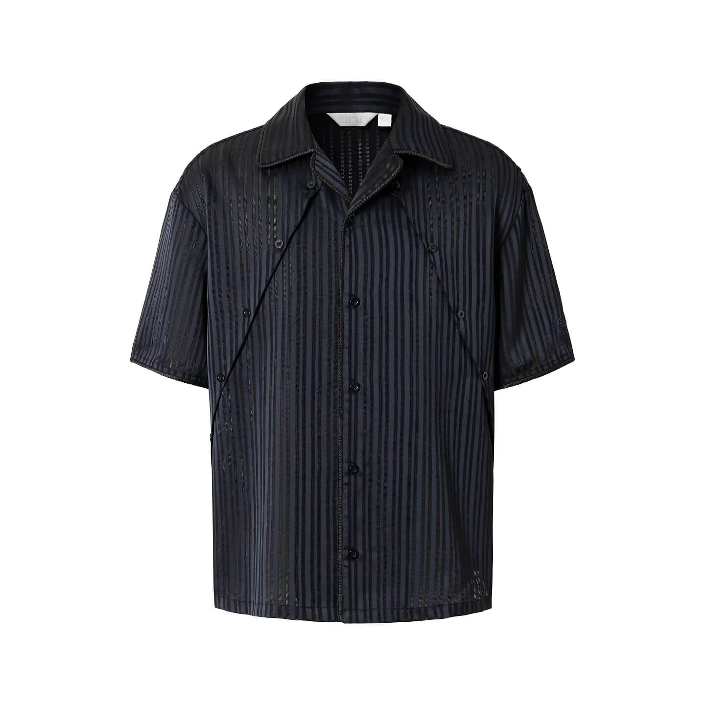 YADcrew Shiny Satin Striped Short Sleeve Shirt