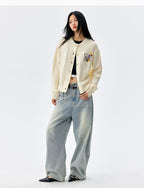 MEDM Floral Embroidered Knit Cardigan
