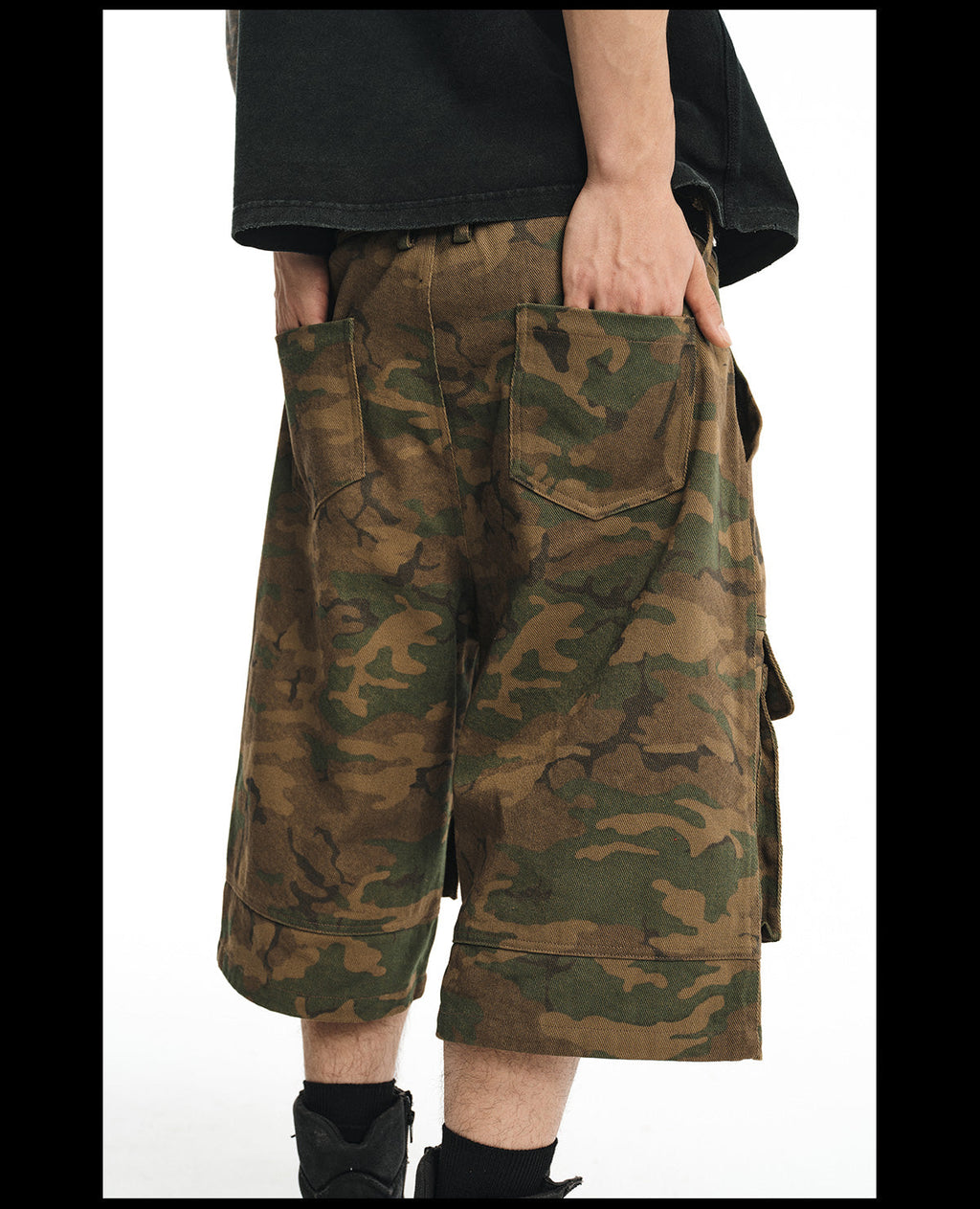 NOVACAM Camouflage & Black Baggy Work Cargo Shorts
