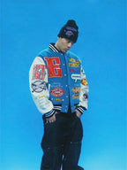 EVETS Embroidered Badge Varsity Jacket