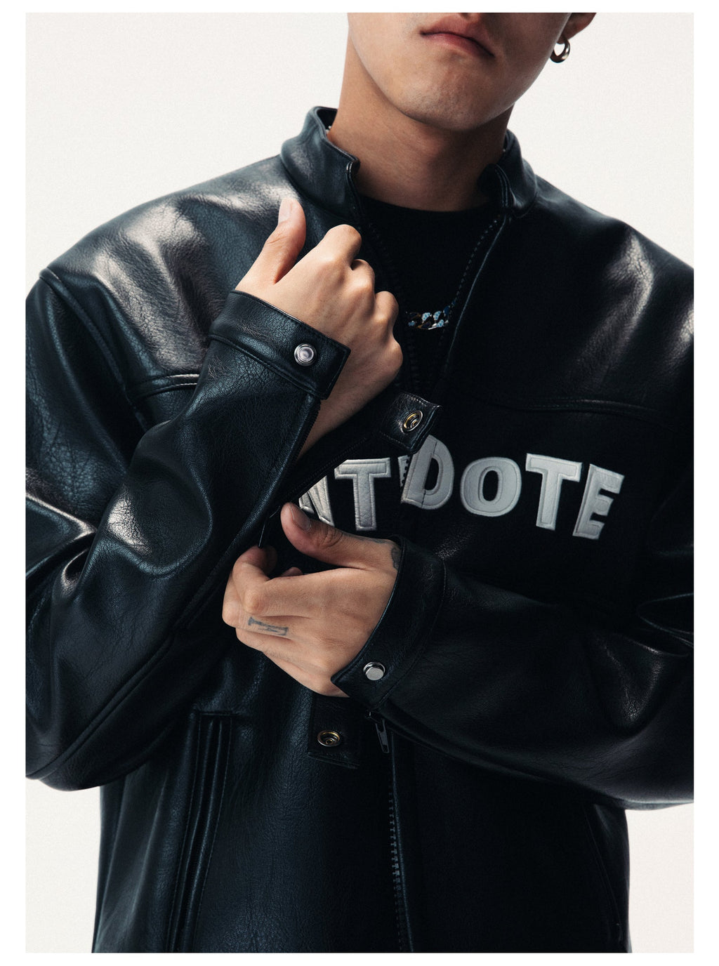 ANTIDOTE LOGO Motorcycle PU Leather Jacket