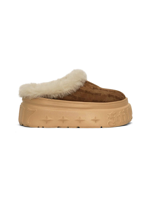 1807 INF-010 Gothic Shearling Chunky Platform Clogs