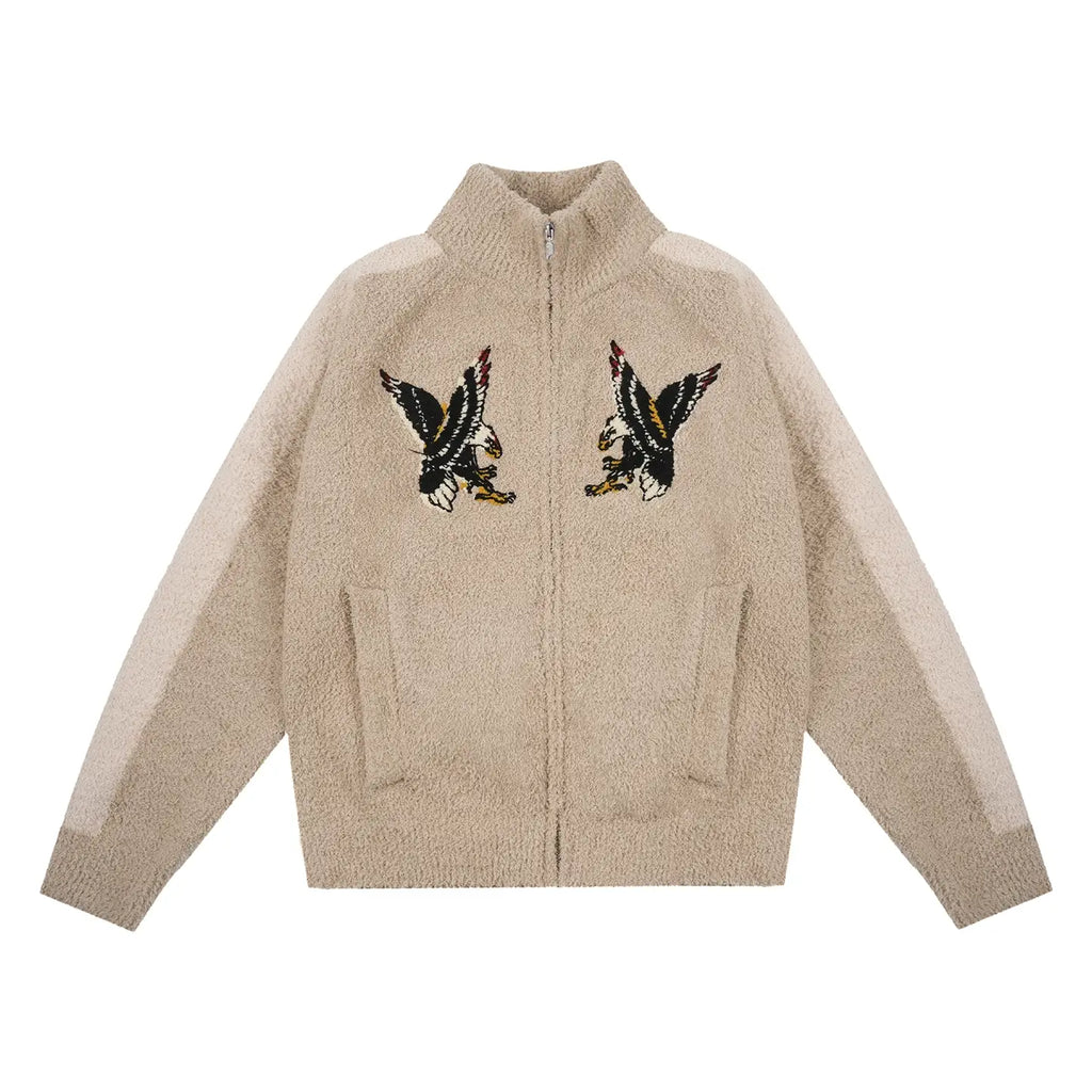 Labt Eagle Embroidered Sherpa Zip Up Jacket