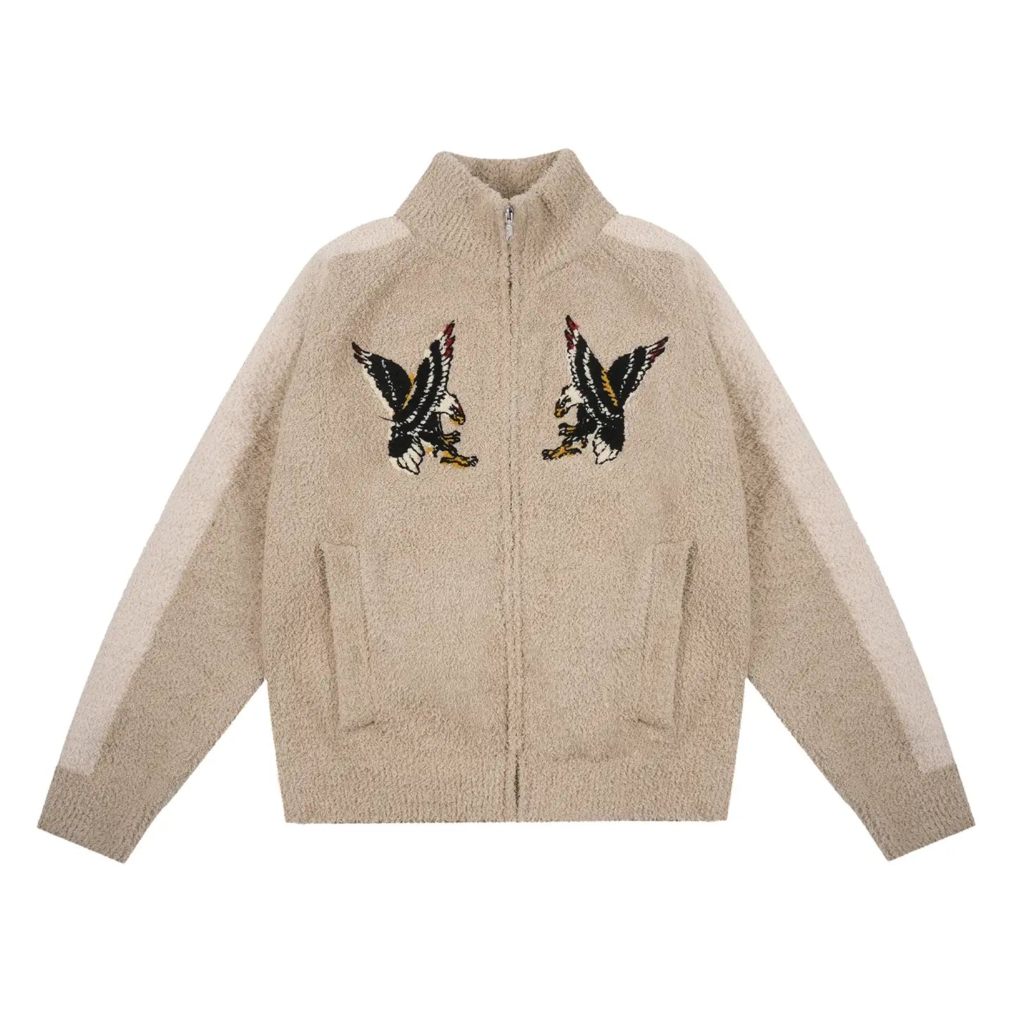 Labt Eagle Embroidered Sherpa Zip Up Jacket