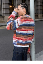 STEEPC Multicolor Gradient Heart Patch Knit Cardigan