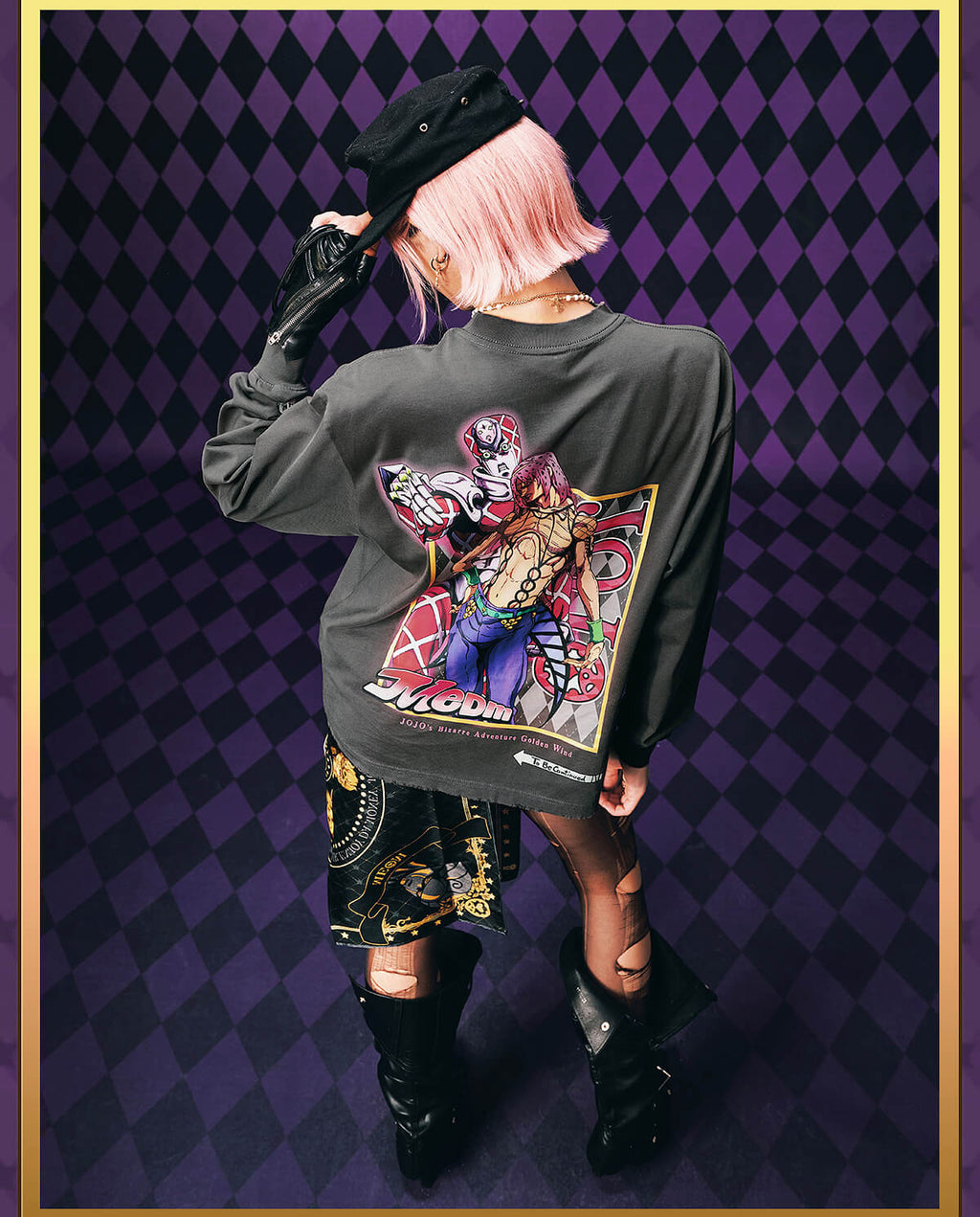 MEDM × JOJO Washed Distressed Character Print Long Sleeve Tee