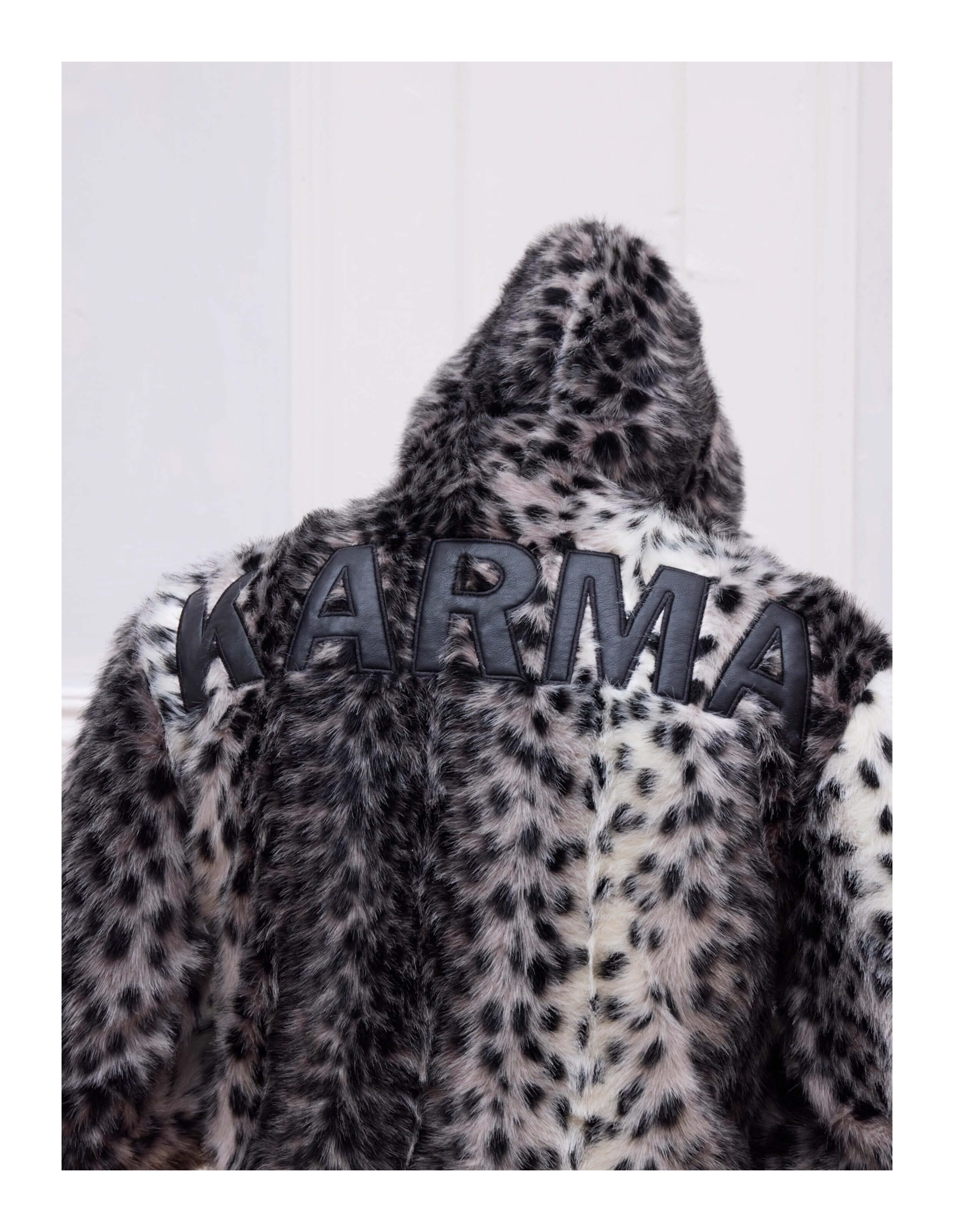 KARMANISTIC Leopard Fur Hooded Jacket