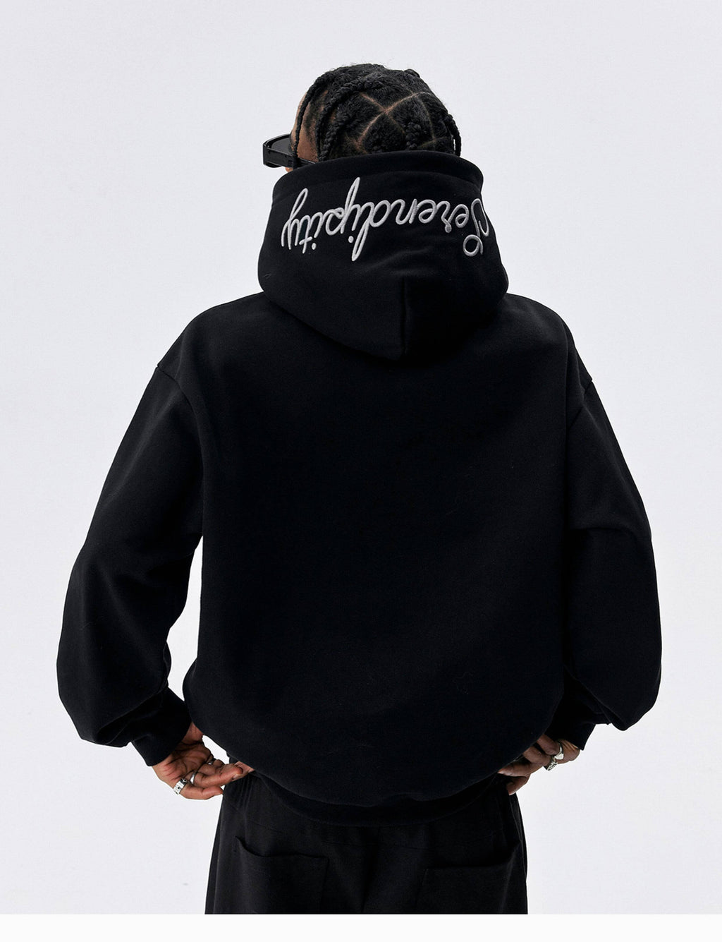 MEDM Basic One Point Embroidered Logo Oversized Hoodie