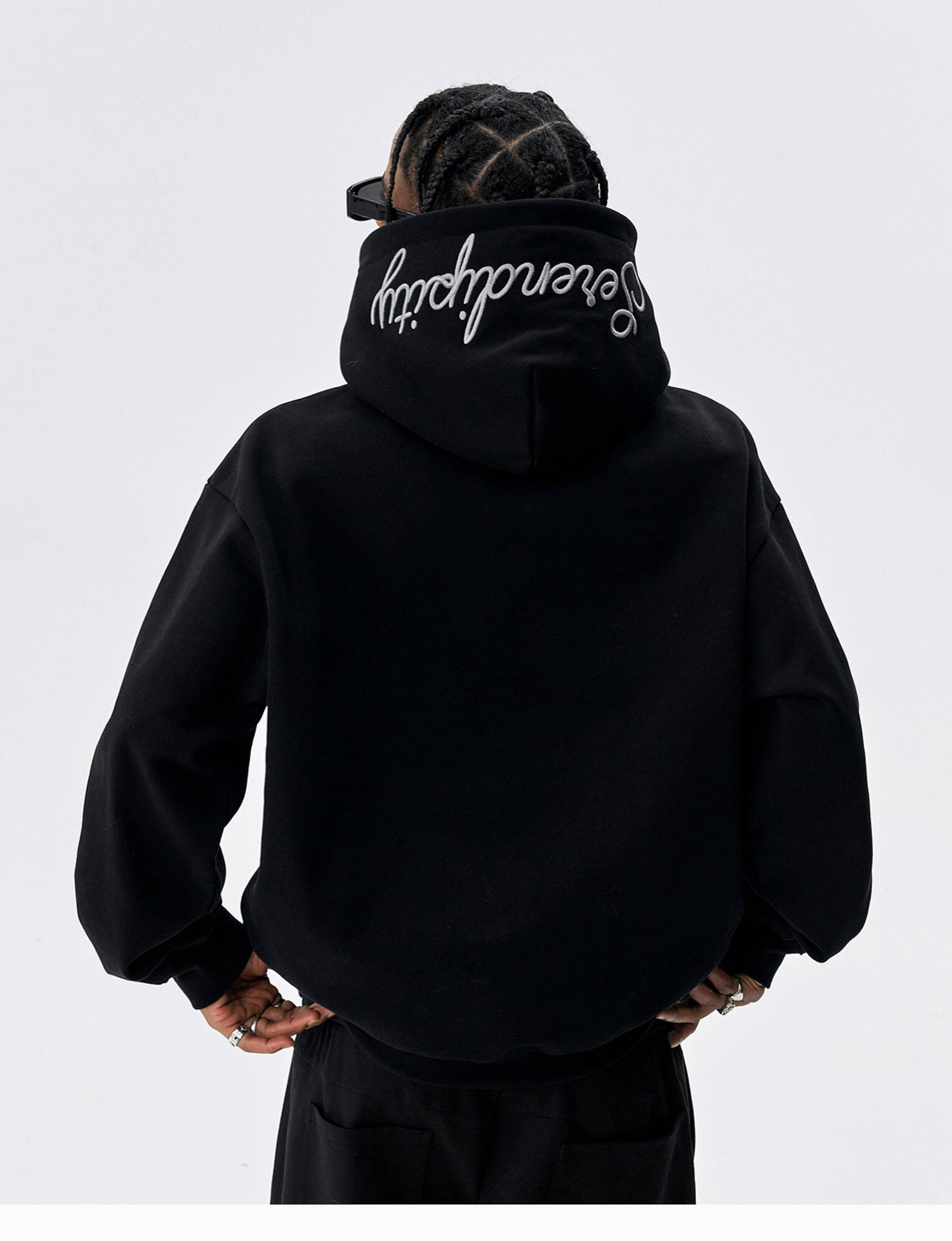 MEDM Basic One Point Embroidered Logo Oversized Hoodie
