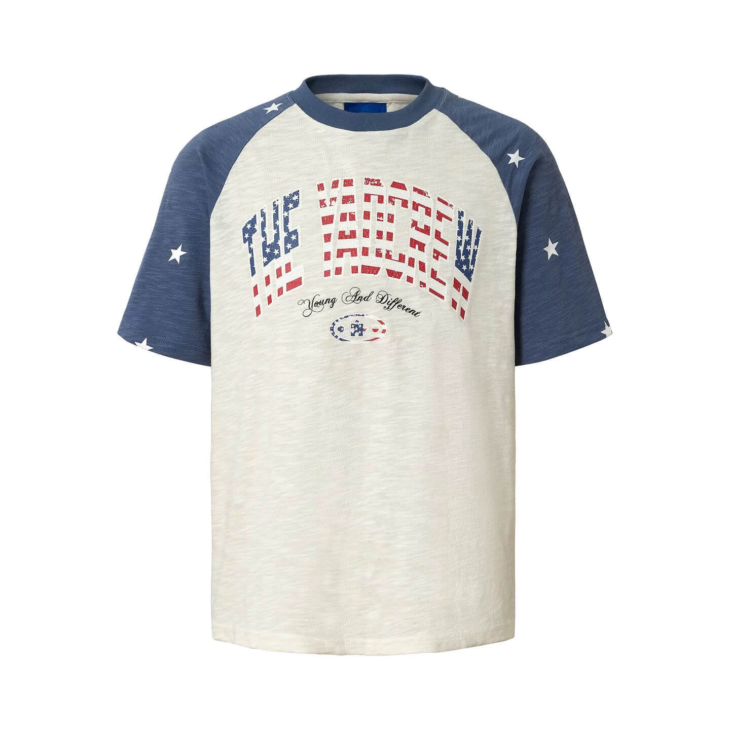 YADcrew American Star Print Raglan Color Block Tee